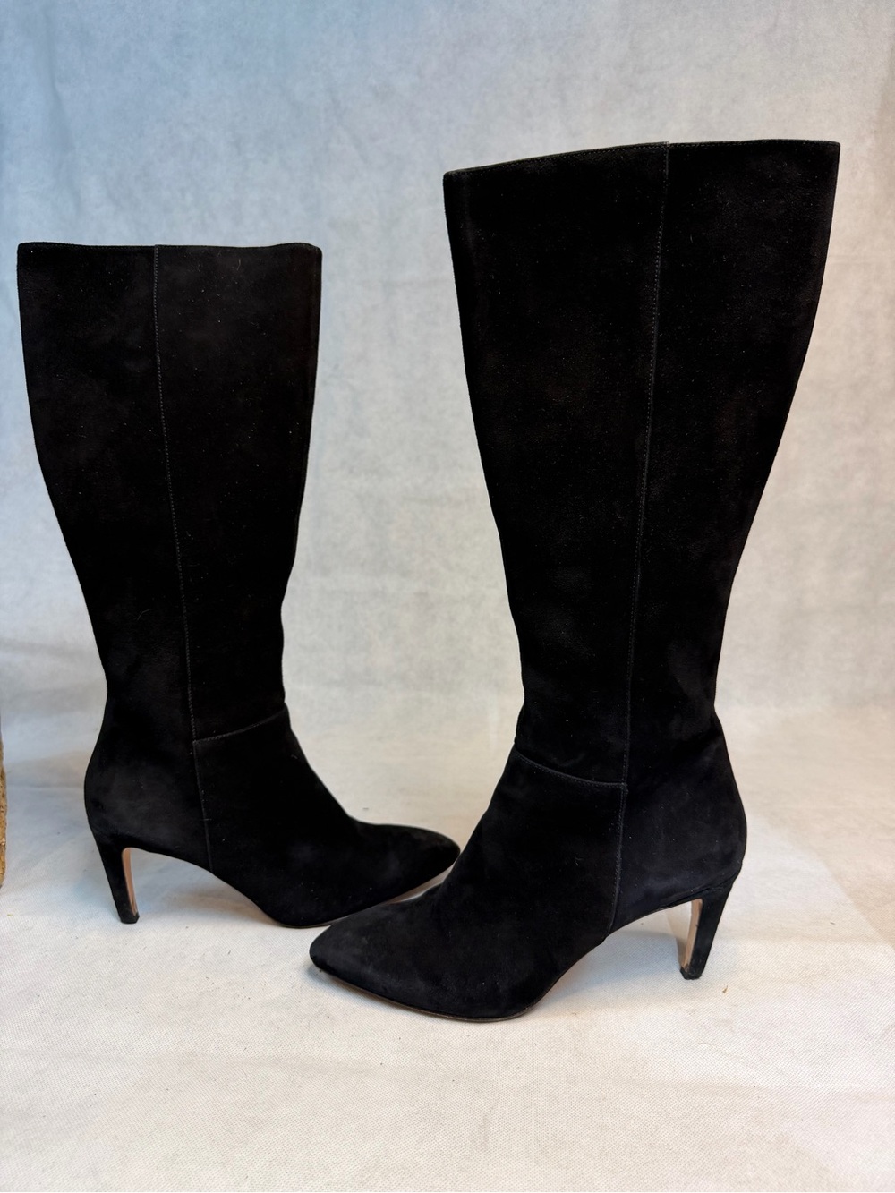 Via Spiga Bethany Black Suede Leather Knee High Heel Boots Size 10